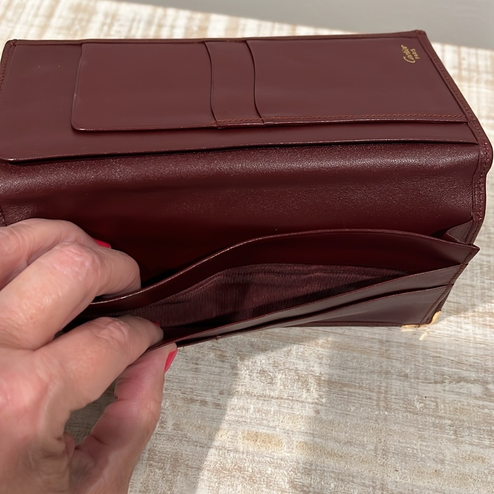Cartier Long Burgundy Leather Wallet with Gold Accents, Must De Cartier EUC - Picture 7 of 7